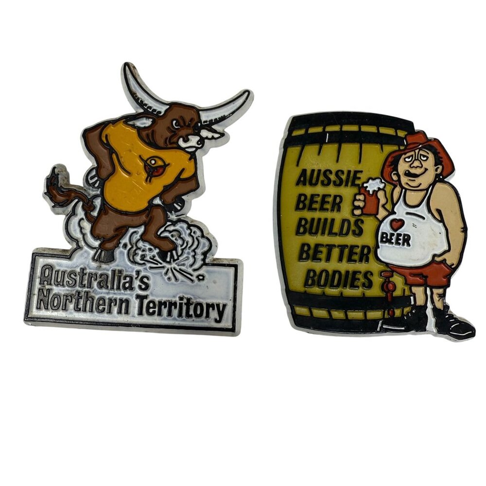 Vintage Fridge Magnets Aussie Beer Builds Better Bodies Cheeky Kitsch Australia